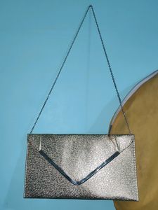 Golden Cluch Bag With Chain