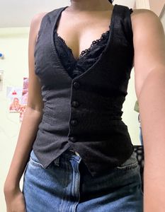 Chic Black Vest Top