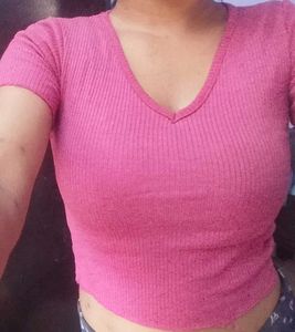 Rose Ribbed Fitted Top