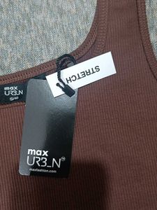 Brown Ribbed Tank Top