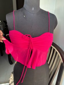 Pink Ruffle Crop Top