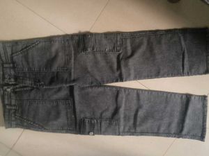 Gray Denim Cargo Pants