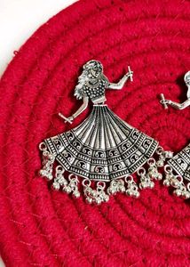 Silver Oxidized Garba Earrings