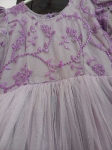 Lilac Floral Embroidered Tulle Dress