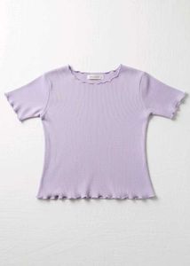 Lavender Ruffle Trim Ribbed Tee