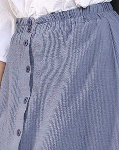 Chic Blue Button-Front Skirt