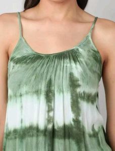 Green Tie-Dye Tassel Dress