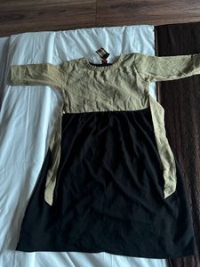Elegant Olive Green & Black Polka Dot Kurta – Styl