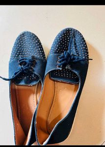 Blue studded flats
