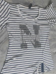 Striped Tee with 'N' Detail