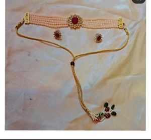 Pink stylish Choker Set With Earring