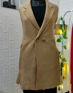 Sleeveless Camel Blazer