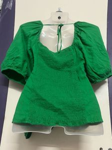 Bright Green AVA &amp; Viv Peasant Top with back Elast