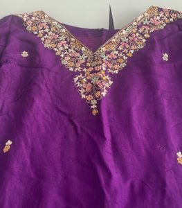Purple Embroidered Kurti Top