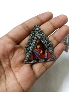 Rajasthani Hand Printed Triangle Earrings
