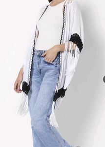 Women White And Black Longline Shrug