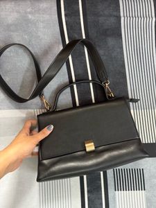Black Satchel Handbag With Sling