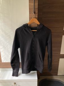 Men Black Zipper Hoodie