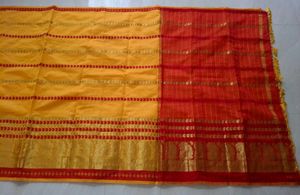 New Yellow Banarasi Saree with Red Border🌼