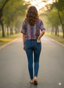 Patterned Tie-Front Top