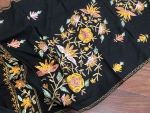 Elegant Embroidered Black Shawl