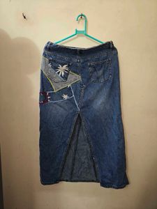 Denim Y2k Skirt With Back Slit
