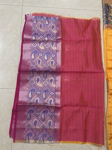 Mango yellow Color Cotton Blend Saree