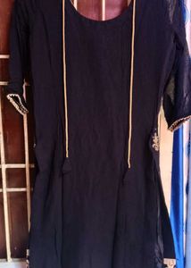Elegant Black &amp; Gold Embroidered Kurti