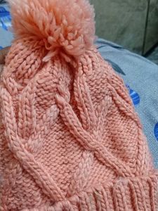 Knitted Beanie Hat with Pom-Pom