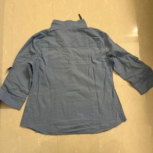 Mid Sleeves Collared Light Blue