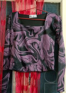 Cute Purple Squared Neck Top