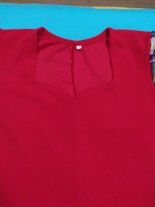 Red Bodycon Dress with Floral Sleeves