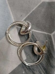 Silver Circle Drop Earrings
