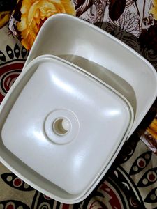 White Floral Container With Lid