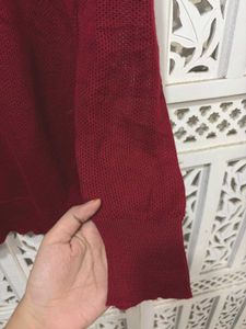 Red Deep Neck Knit Pullover B