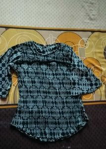 Black &amp; White Plaid Bell Sleeve Top
