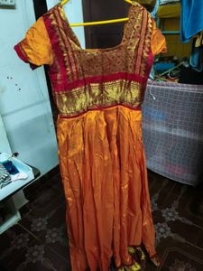 Traditional Mustard &amp; Maroon Silk Pavadai Set – Fe