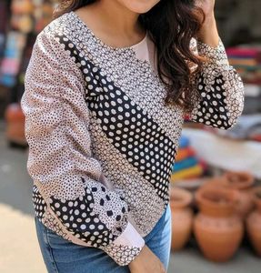 The "Artistic Chic" Mixed-Print Blouse