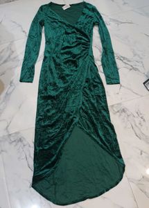 Emerald Velvet Wrap Dress