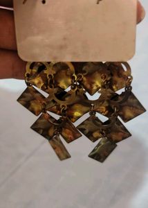 Gold Tone Square Drop Earrings