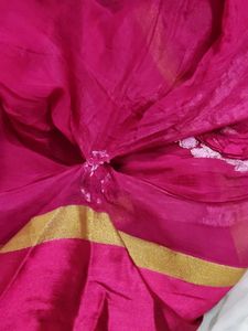 Elegant Pink Floral saree(gota patti)