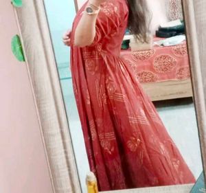 Red Floral Print Kurta