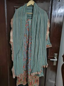 Embroidered Kurti with sharara and dupatta