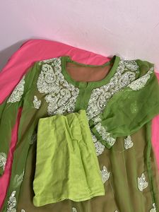 Green Glittery See Thru Kurta