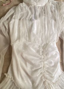 White Sheer Ruffle Dress