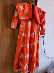Orange Printed Kurta Set