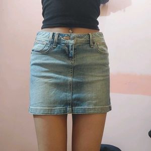 Blue Denim Mini Skirt
