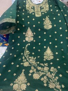 Green and Gold Embroidered Kameez