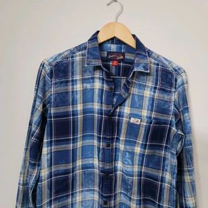 U.S. Polo Assn. Indigo Check Self Print Shirt