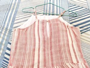 Pink Colour Vero Moda Cotton Striped Midi Dress